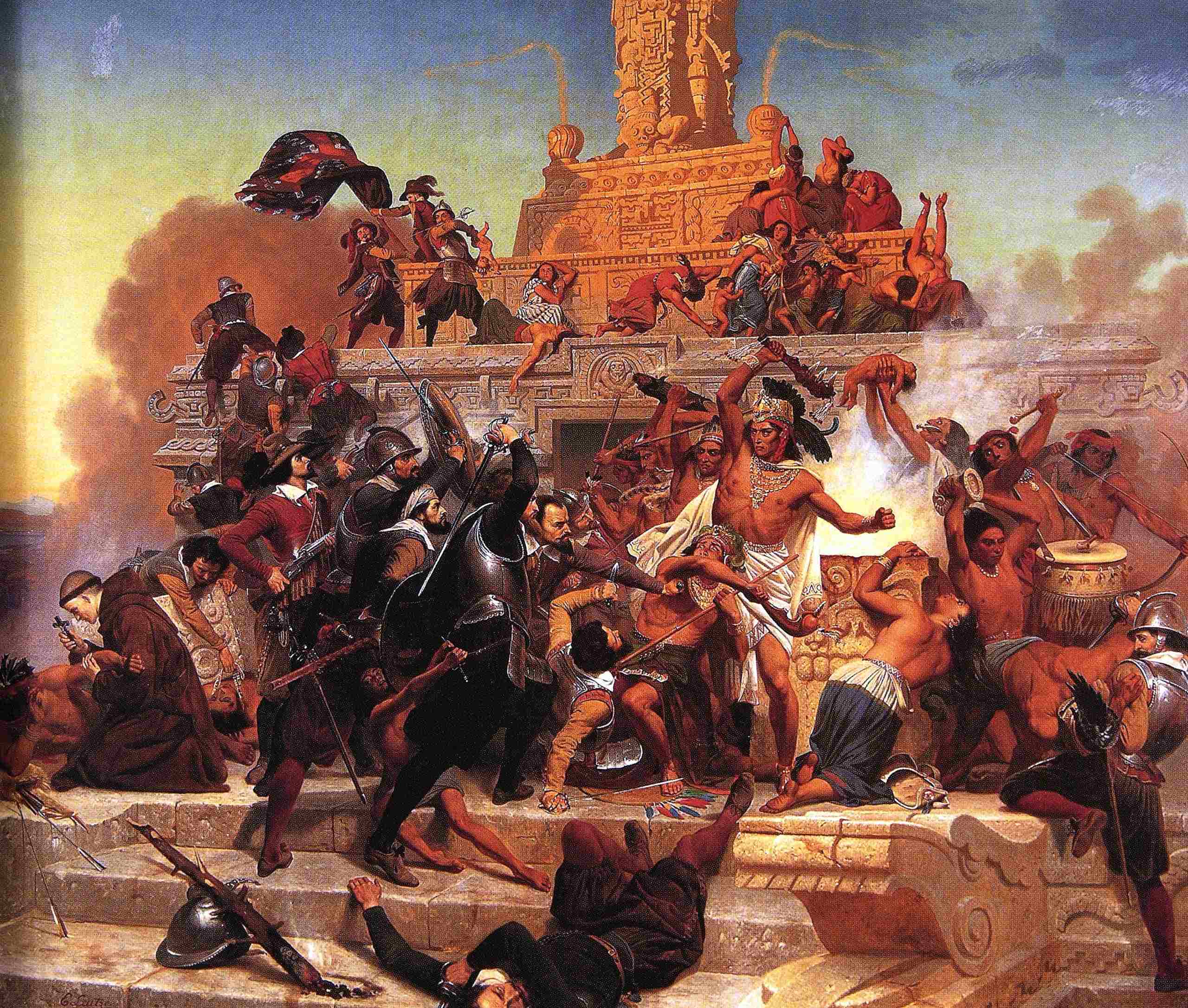 leutze - Storming of the Teocalli by Cortez and His Troops. 1848.