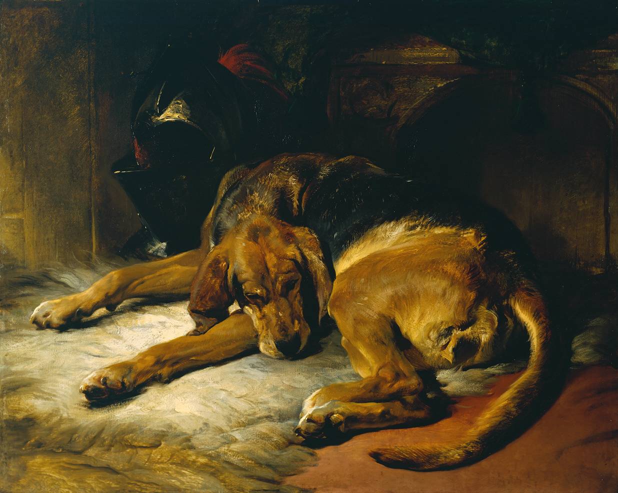 Sleeping Bloodhound exhibited 1835 by Sir Edwin Henry Landseer 1802-1873