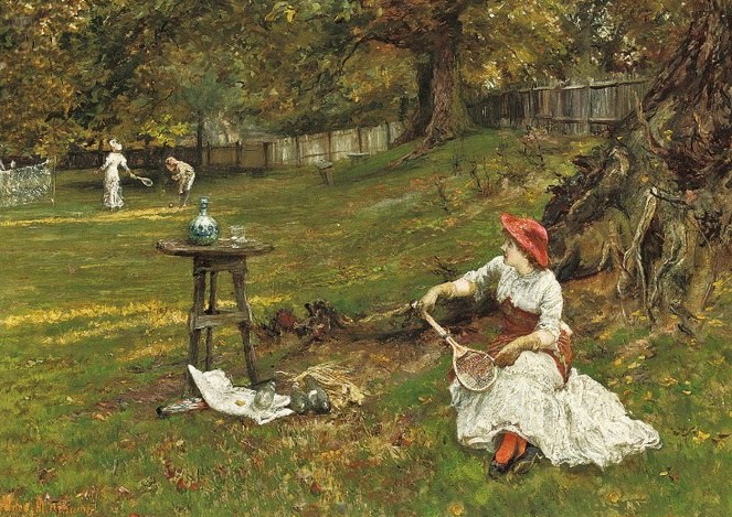 t Francis Sydney Muschamp (British artist, 1851-1929) A Game of Tennis
