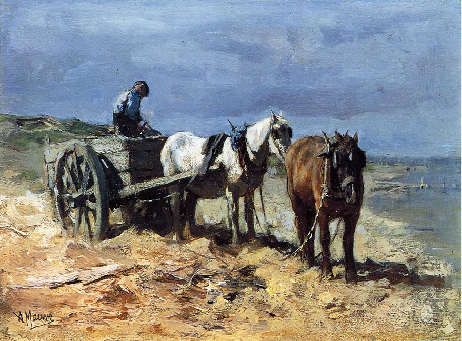 Anton Mauve - A Team and Pull-cart