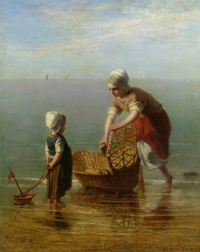 Israels_Jozef_Mother_and_Child_By_the_Sea_Oil_on_Canvas