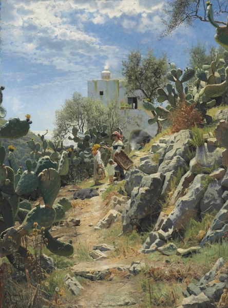 At-Noon-on-a-Cactus-Plantation-in-Capri-Peter_monsted