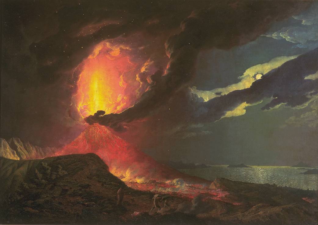 Vesuvius in Eruption, with a View over the Islands in the Bay of Naples circa 1776-80 by Joseph Wright of Derby 1734-1797