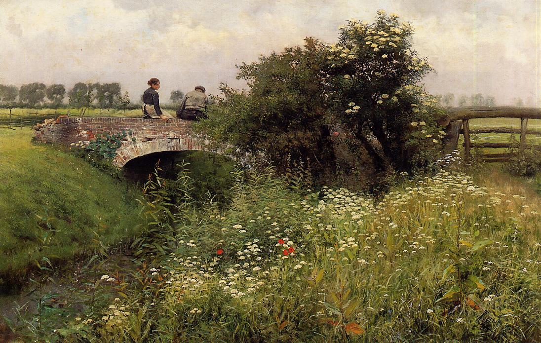 Emile_Claus_-_A_Meeting_on_the_Bridge